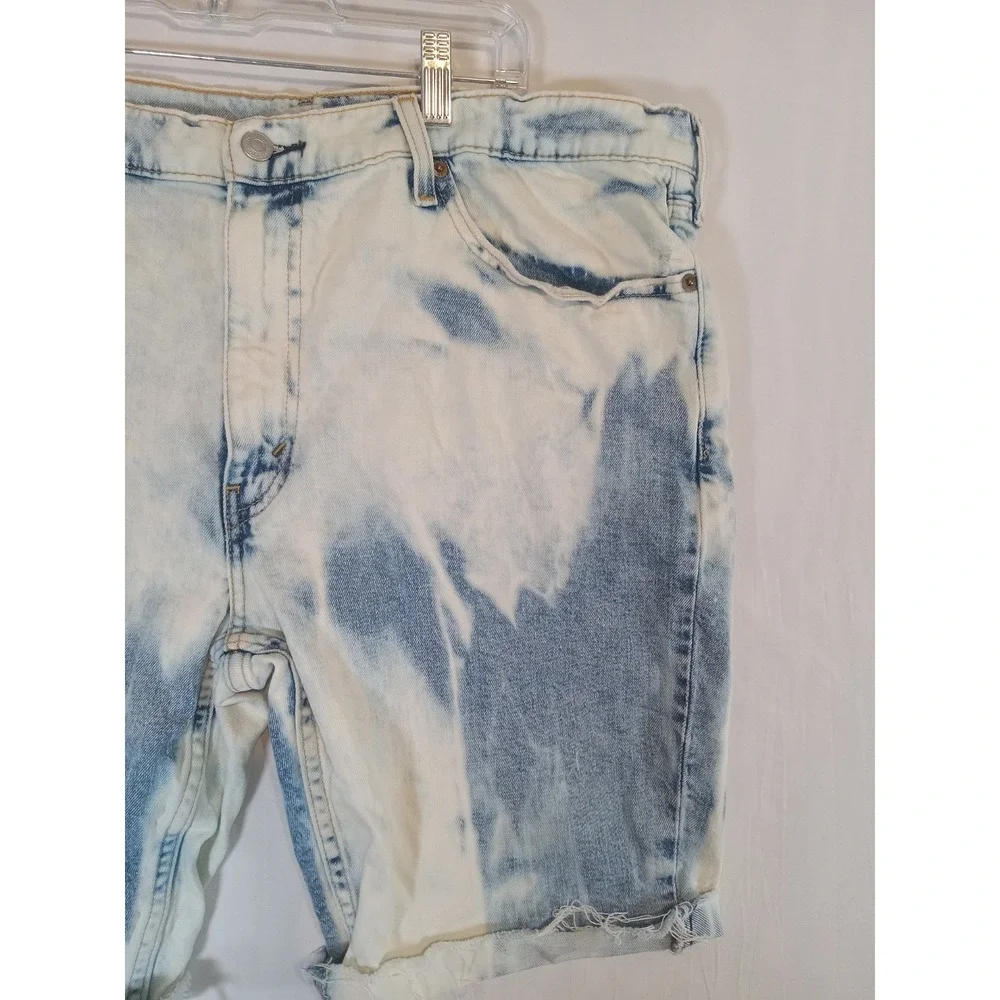 LEVI'S MENS 511  SHORTS DENIM INDIGO & OFF-WHITE SIZE 38 Raw Hem Distressed